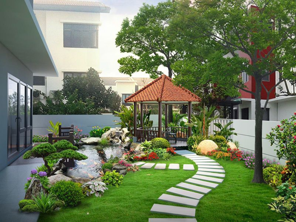 vườn dành cho biệt thự đậm phong cách Việt – Mỹ